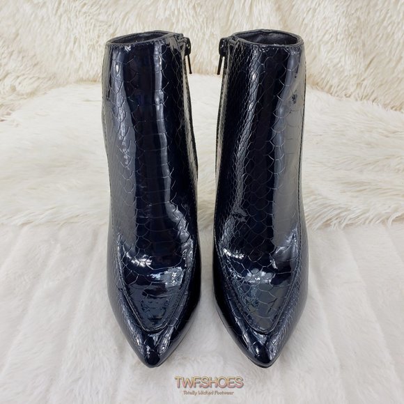 Vibes Black Hologram Modern 4" Cone Heel Ankle boots Restocked - Picture 13 of 16
